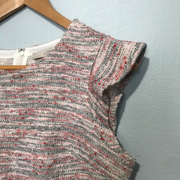 LOFT Soft Pink Knit Shift Dress Ruffle Sleeves - Picture 3 of 7